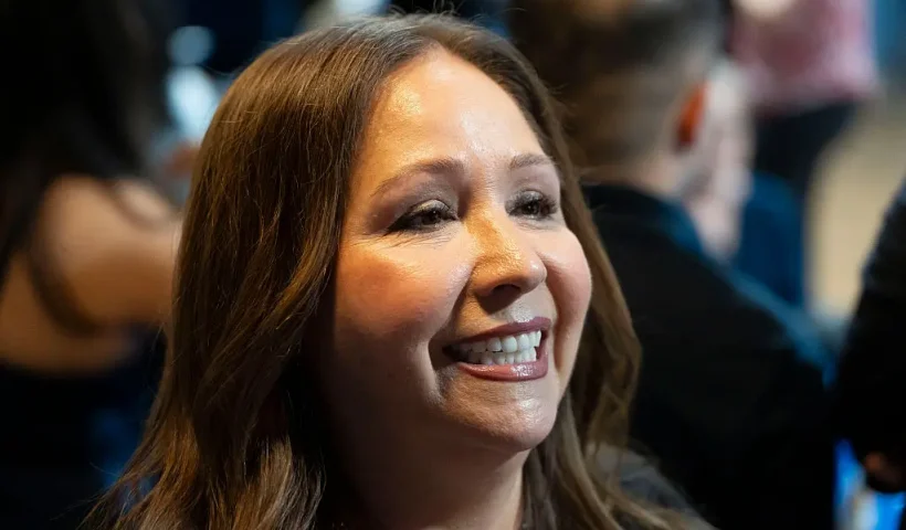 Democratic U.S. congressional candidate Adelita Grijalva speaks to the media during a primary election-night party at El Casino Ballroom on July 15, 2025 in South Tucson, Arizona. Grijalva, the Pima County supervisor, is running in a special election held for the state's 7th District seat vacated by the death of her father, longtime U.S. Rep. Raul Grijalva. (Photo by Rebecca Noble/Getty Images)