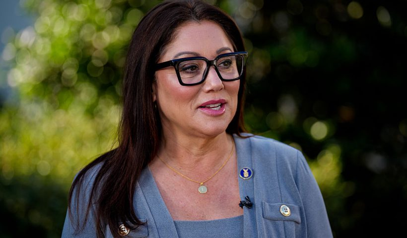 WASHINGTON, DC - SEPTEMBER 5: U.S. Labor Secretary Lori Chavez-DeRemer prepares for a television interview outside the West Wing of the White House on September 5, 2025 in Washington, DC. The most recent U.S. jobs report from the Bureau of Labor Statistics shows 22,000 jobs were added in August with an increase in unemployment. (Photo by Andrew Harnik/Getty Images)