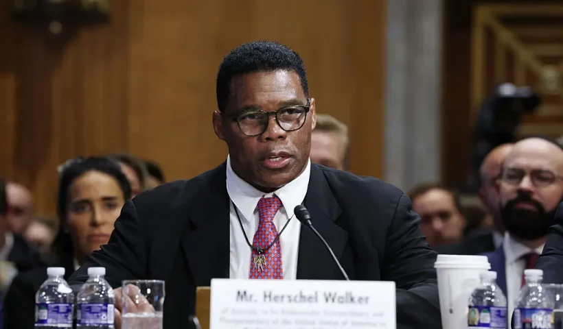 WASHINGTON, DC - SEPTEMBER 11: Herschel Walker, U.S. President Donald Trump's nominee to be Ambassador Extraordinary and Plenipotentiary of the United States of America to the Commonwealth of The Bahamas speaks during a hearing before the Senate Foreign Relations Committee on Capitol Hill on September 11, 2025 in Washington, DC. Walker is a former professional football player and Georgia politician. (Photo by Anna Moneymaker/Getty Images)
