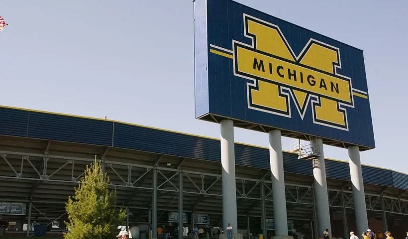 ANN ARBOR, MI - SEPTEMBER 6: General view of the entrance to Michigan Stadium prior to the game between the Michigan Wolverines and the Houston Cougars on September 6, 2003 in Ann Arbor, Michigan. Michigan defeated Houston 50-3. (Photo by Danny Moloshok/Getty Images)