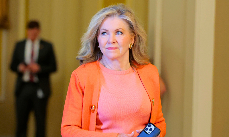 WASHINGTON, DC - JUNE 16: U.S. Sen. Marsha Blackburn (R-TN) walks through the U.S.Capitol Building June 16, 2025 in Washington, DC. Senate members return this week to continue consideration of U.S. President Donald Trump's "Big, Beautiful Bill," the budget and tax reconciliation bill. Later this week Senators will be briefed by the Senate sergeant at arms and Capitol Police on on information regarding the shooting of state lawmakers in Minnesota. (Photo by Anna Moneymaker/Getty Images)