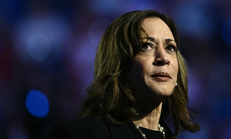 US Vice President and Democratic presidential candidate Kamala Harris speaks during a "When We Vote We Win" campaign rally at the Veterans Memorial Coliseum at Alliant Energy Center in Madison, Wisconsin on October 30, 2024. (Photo by Brendan SMIALOWSKI / AFP) (Photo by BRENDAN SMIALOWSKI/AFP via Getty Images)