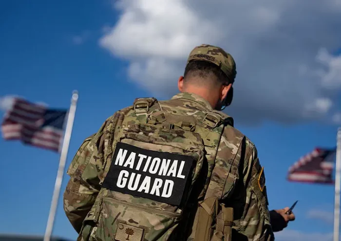 Members of the National Guard patrol near the Washington Monument on August 8, 2025 in Washington, DC. (Photo by Kayla Bartkowski/Getty Images)