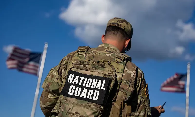 Members of the National Guard patrol near the Washington Monument on August 8, 2025 in Washington, DC. (Photo by Kayla Bartkowski/Getty Images)