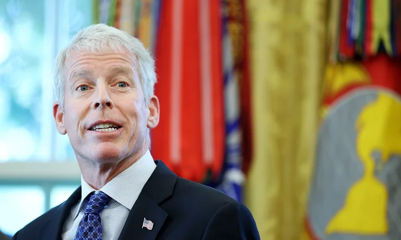 WASHINGTON, DC - OCTOBER 06: U.S. Energy Secretary Chris Wright speaks during an event with President Donald Trump in the Oval Office at the White House on October 06, 2025 in Washington, DC. Trump spoke on an executive order to increase the development and production of Alaska's natural resources. (Photo by Anna Moneymaker/Getty Images)