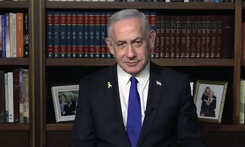 Still taken from an interview with Benjamin Netanyahu on OAN.